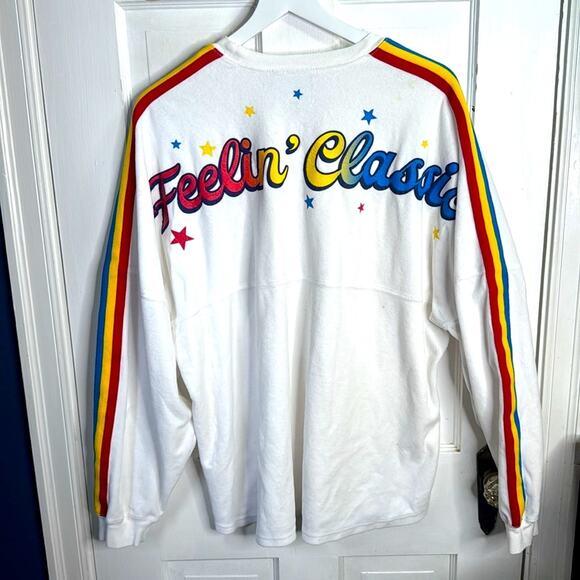 Disney Spirit Jersey Feeling Classic Rainbow Cast Striped Velour W1795 Sz XL - Picture 8 of 8